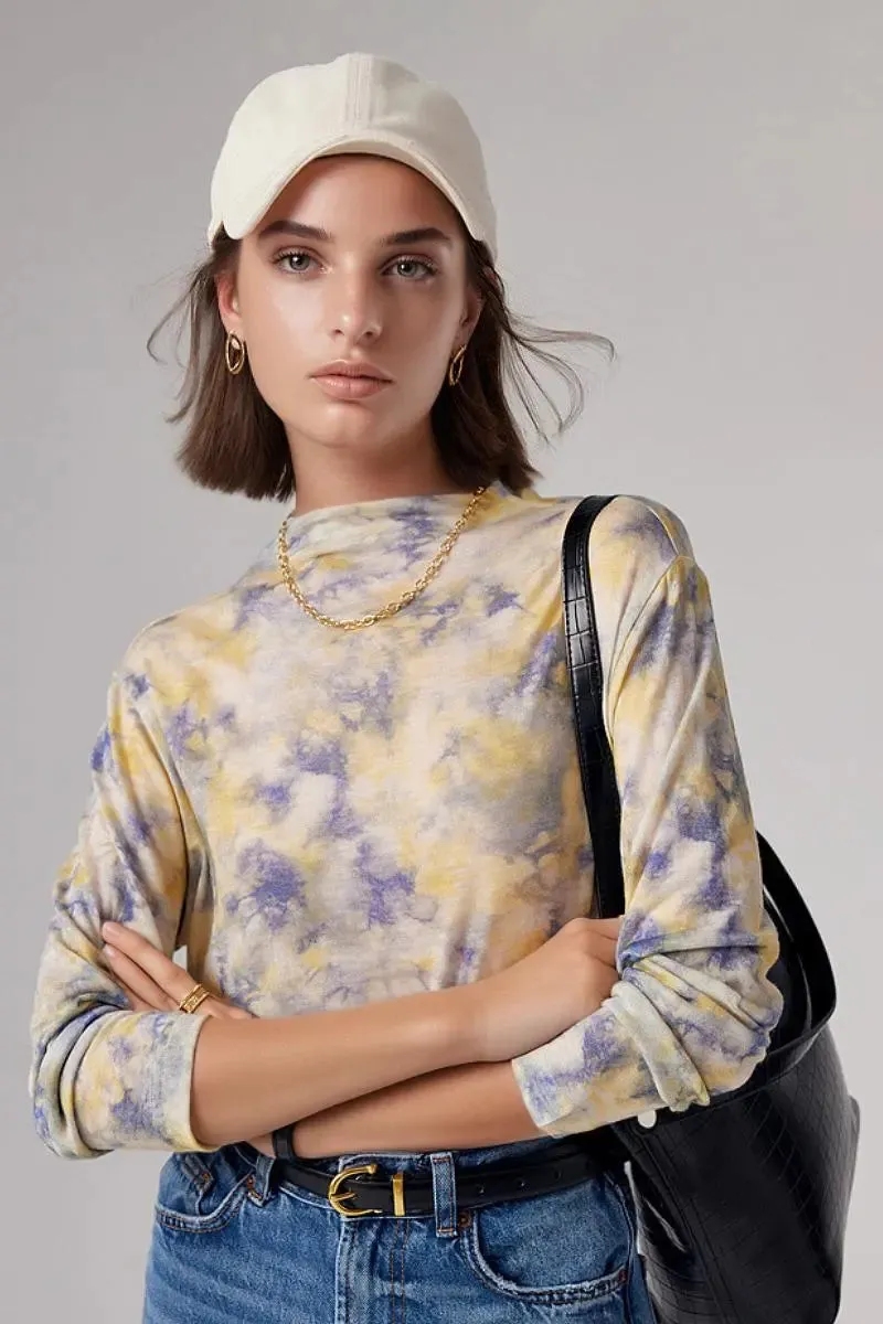 100 Merino Wool Flower Printed Mock Neck Base Layer