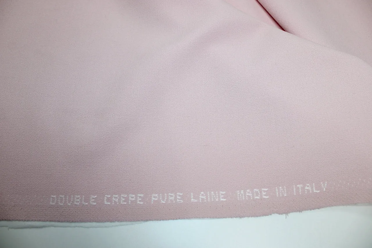 3 1/2 yards of Pre-Interfaced (!) Italian Selvage Double Wool Crepe - Spring Pink