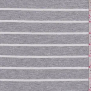 3 YD PC-Gray and Off White Stripe Micro French Terry Knit Fabric