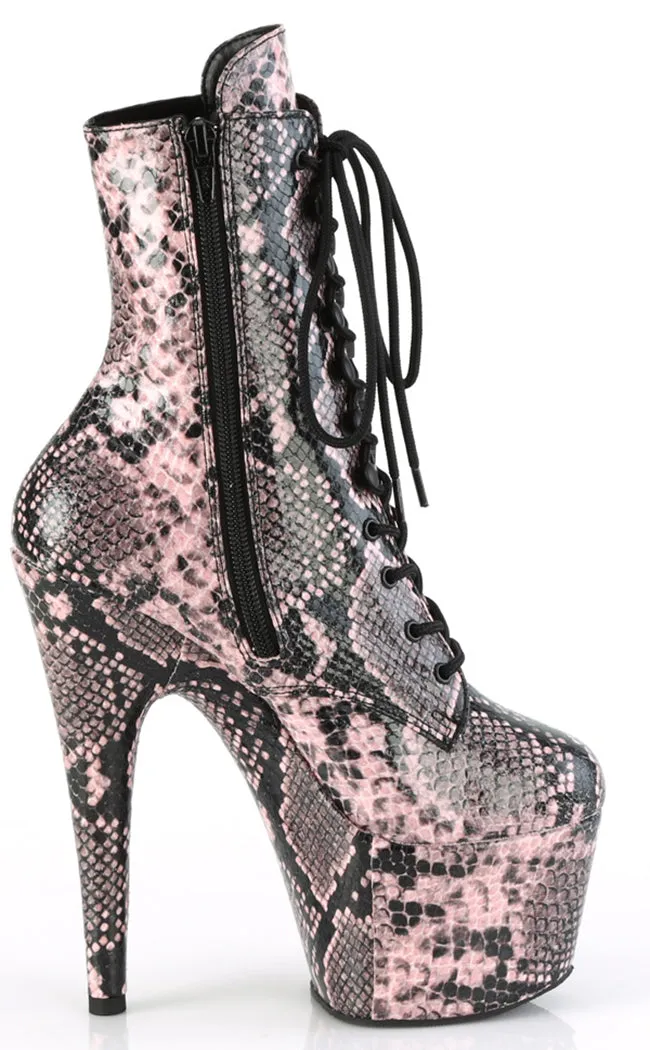 ADORE-1020SPWR Pink Snake  Print Ankle Boots