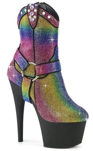 ADORE-1029RS Rainbow Rhinestone Cowboy Boots