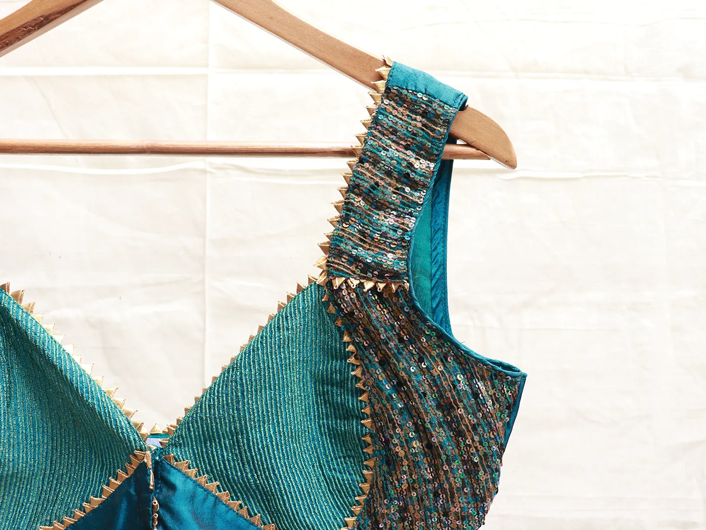 Aegean Blue, Karnataka Silk embroidery blouse