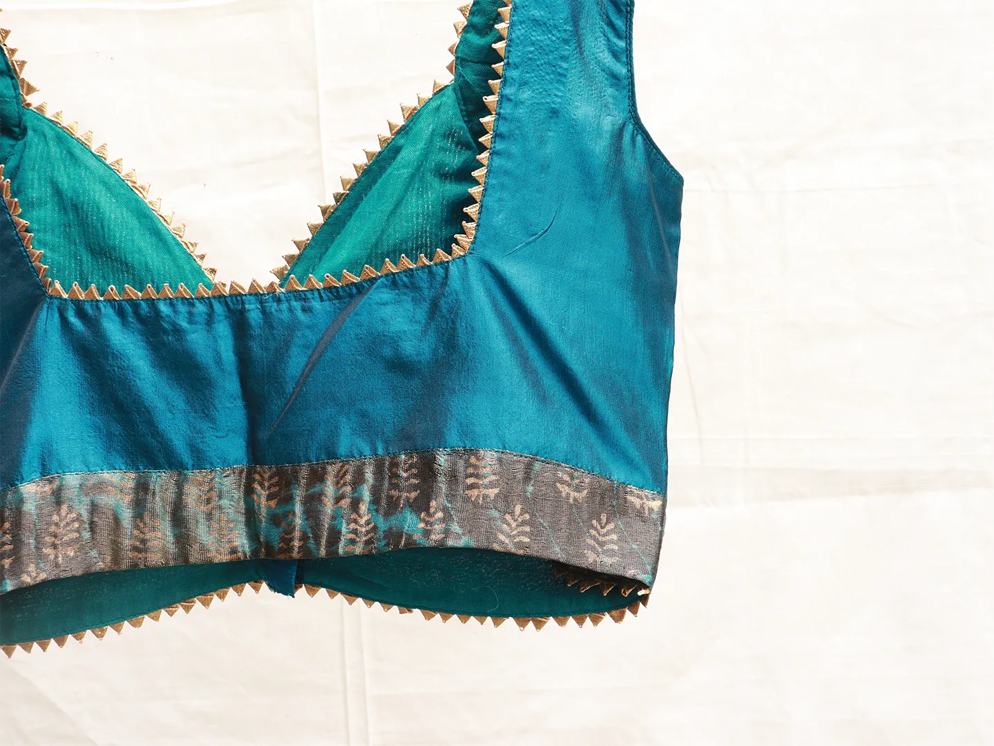 Aegean Blue, Karnataka Silk embroidery blouse