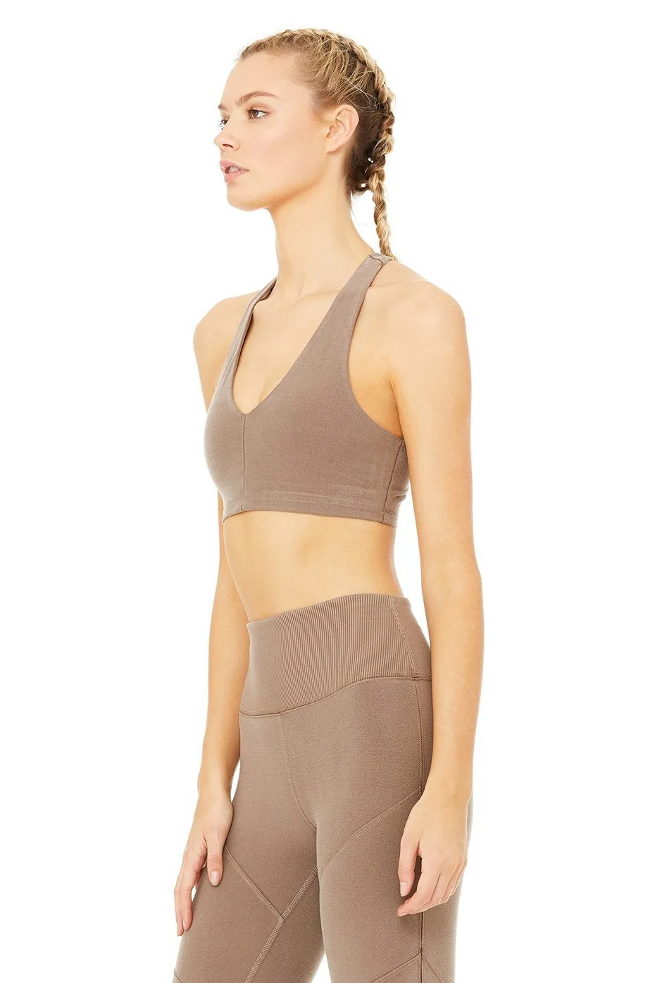 Alo Sueded Base Bra - Walnut Wash