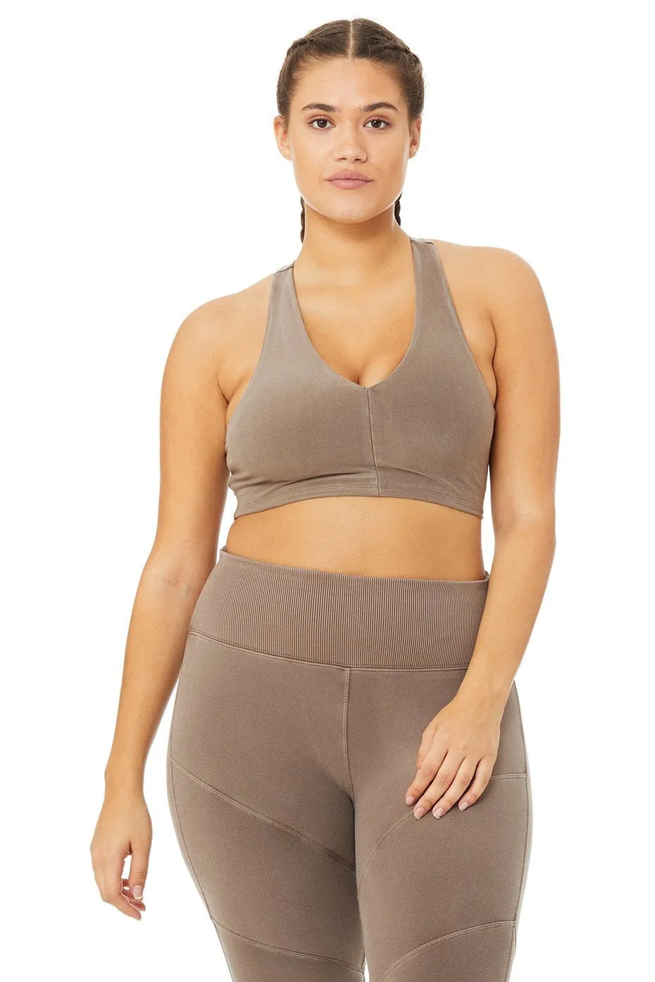 Alo Sueded Base Bra - Walnut Wash