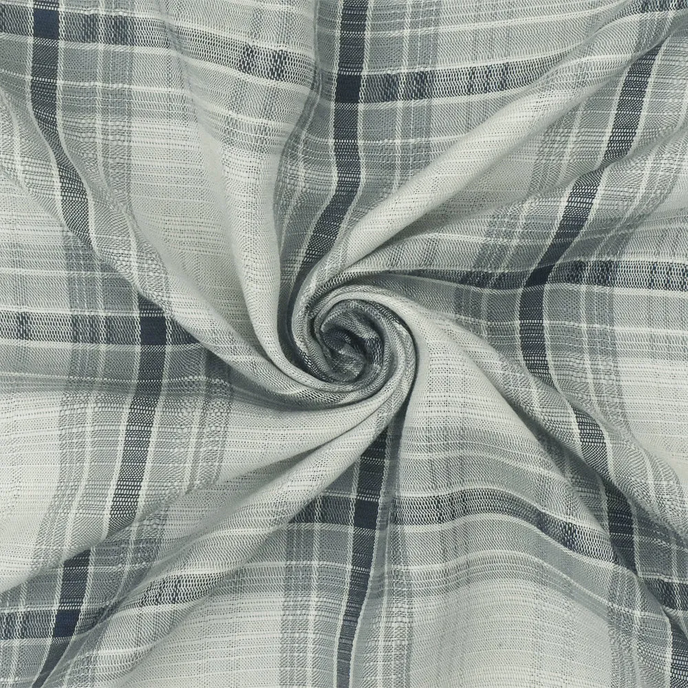 Ash Blue-Multi Plaid Cotton Dobby Woven Fabric