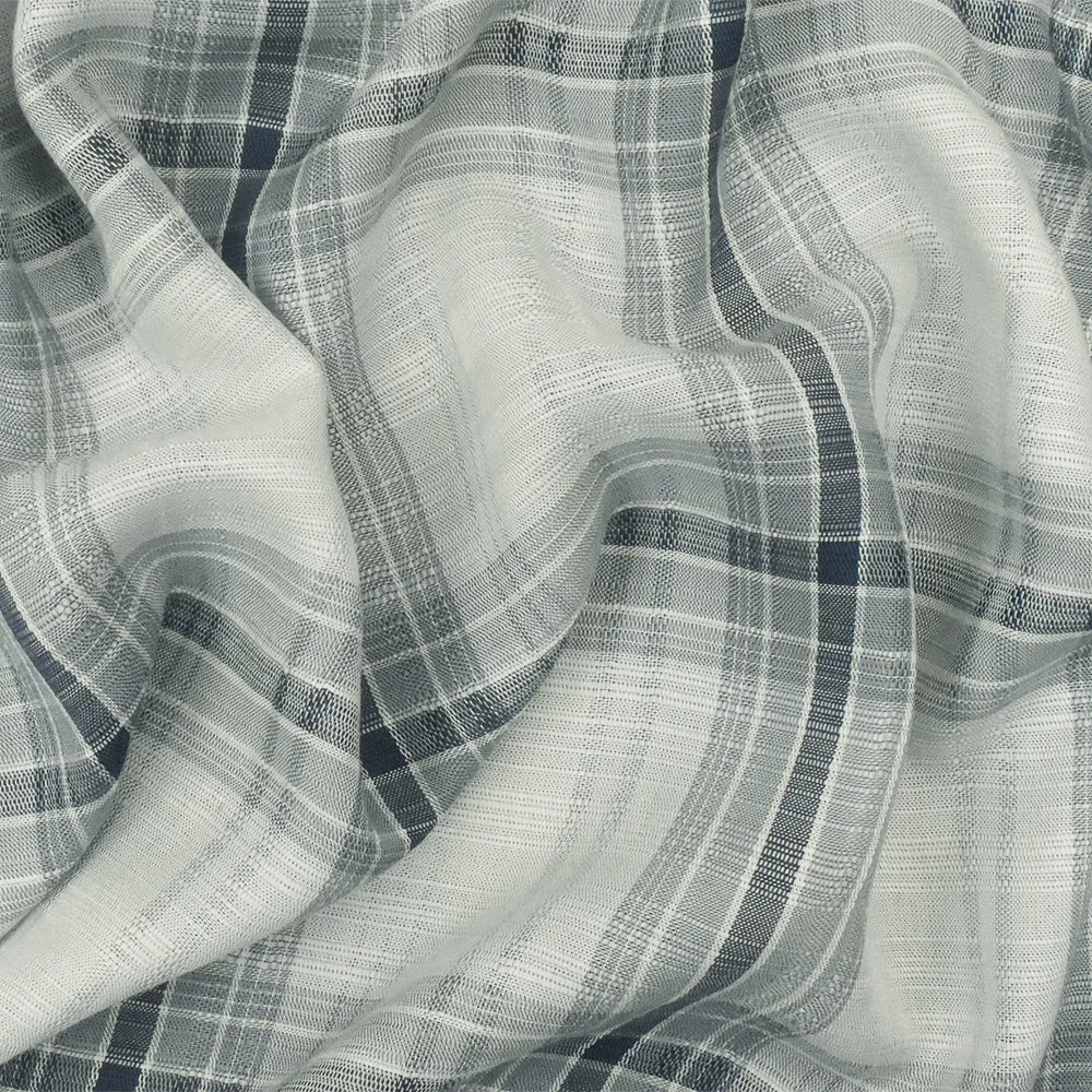 Ash Blue-Multi Plaid Cotton Dobby Woven Fabric