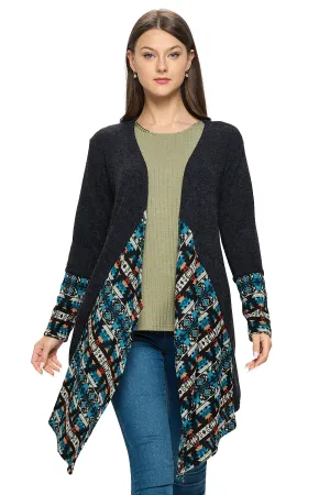 Black Cardigan Tribal Draped Oversized