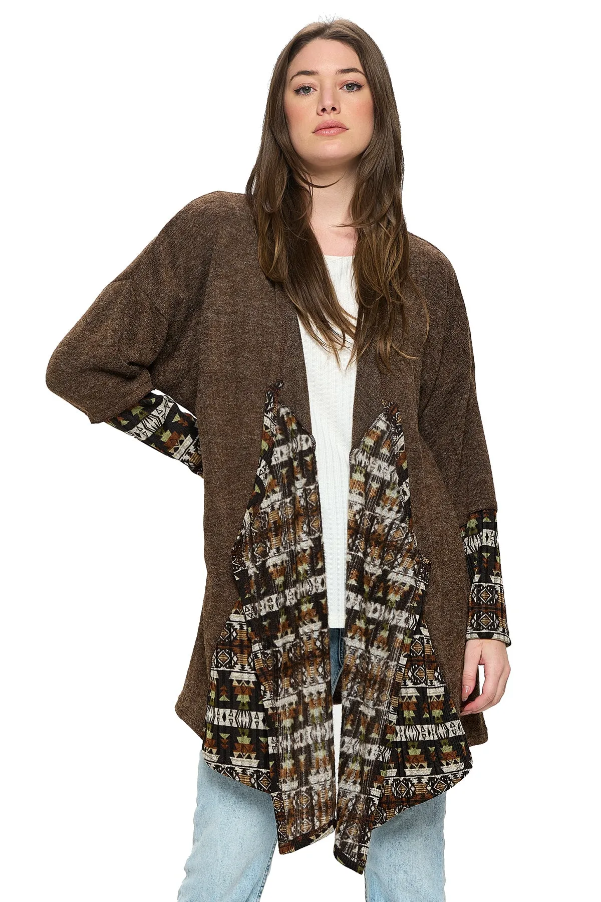 Black Cardigan Tribal Draped Oversized