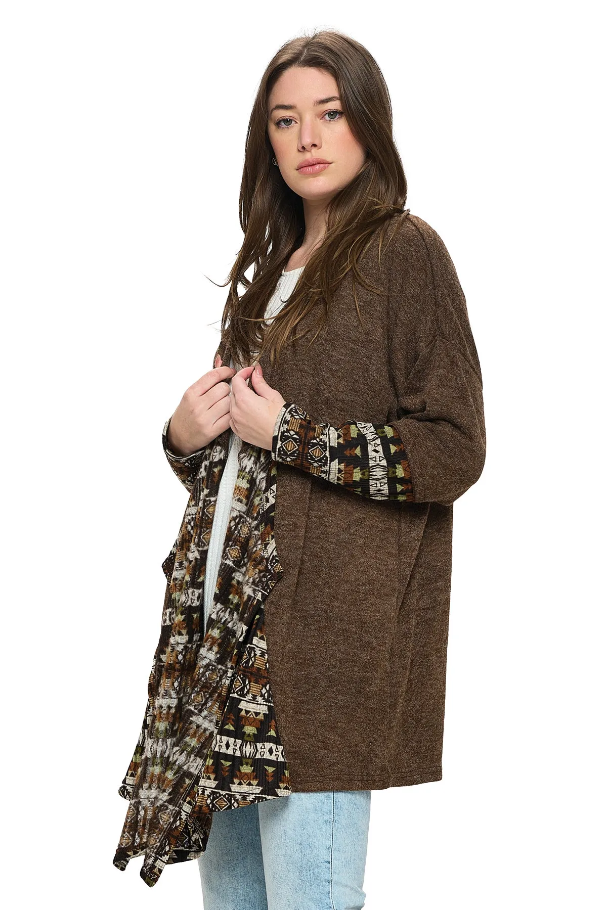 Black Cardigan Tribal Draped Oversized