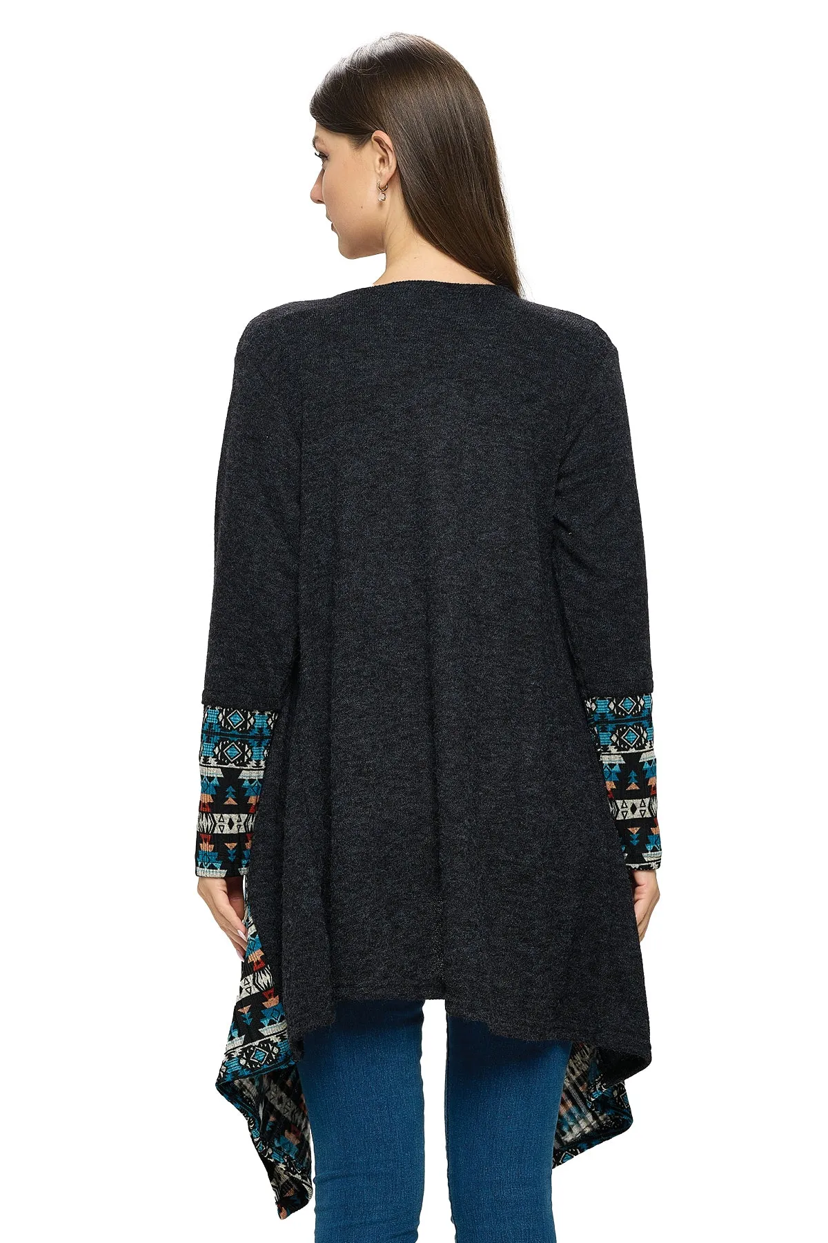 Black Cardigan Tribal Draped Oversized