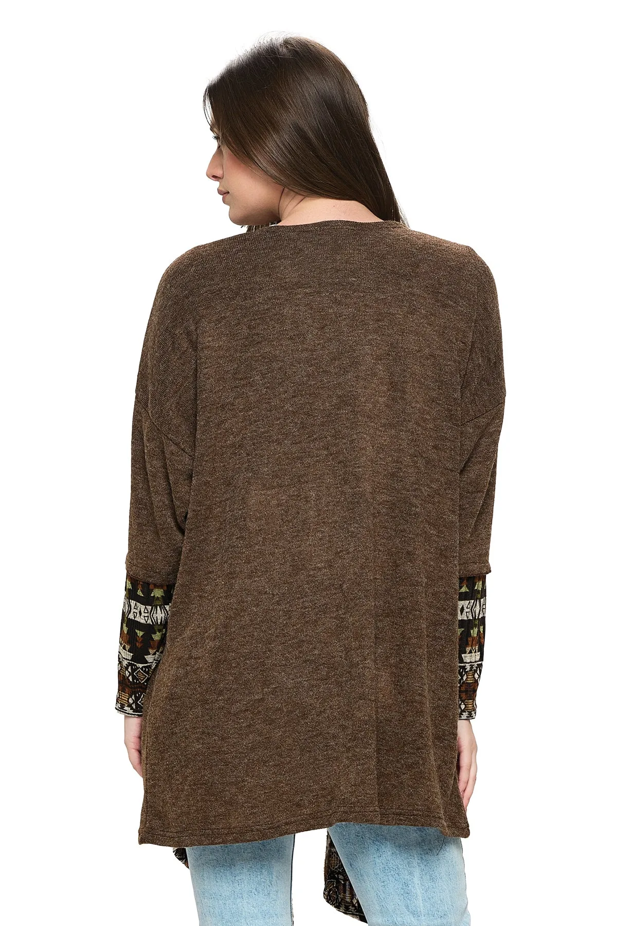 Black Cardigan Tribal Draped Oversized