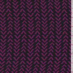 Black/Magenta Broken Chevron Rayon Challis Fabric