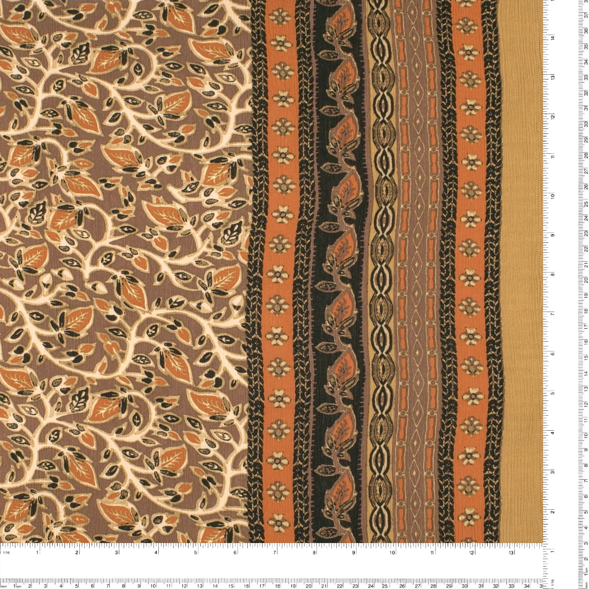 Border  Printed Crinkled Yoryu - DELILAH - 018 - Brown