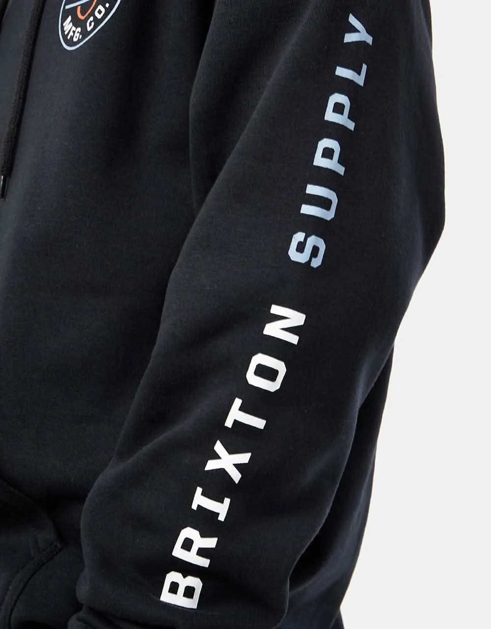 Brixton Crest Pullover Hoodie - Black/Dusty Blue/Burnt Red