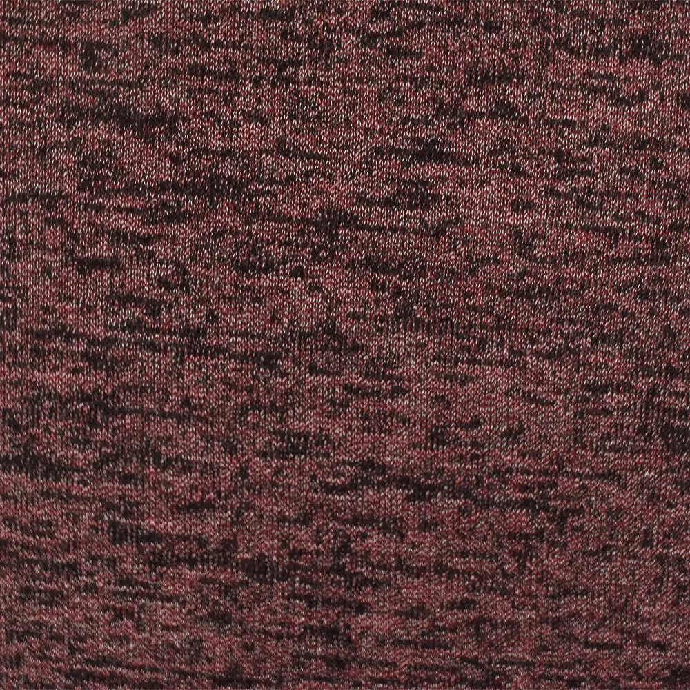 Burgundy Red-Black-White Slub Stretch Jersey Knit Fabric