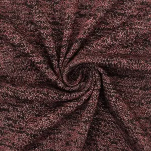 Burgundy Red-Black-White Slub Stretch Jersey Knit Fabric