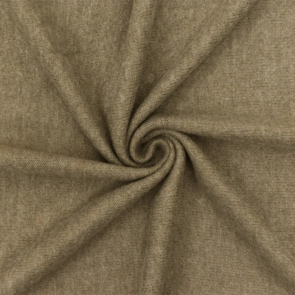 Camping Brown Solid Stretch Poly Brushed Jersey Knit Fabric