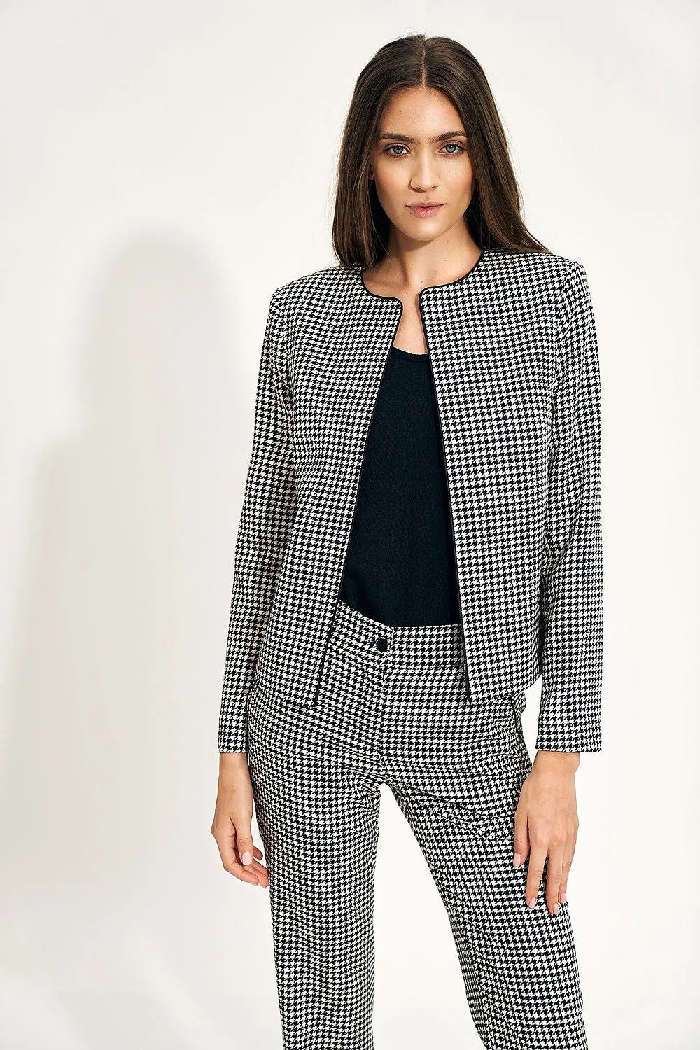 Chic Navy Blue Peplite Office Jacket