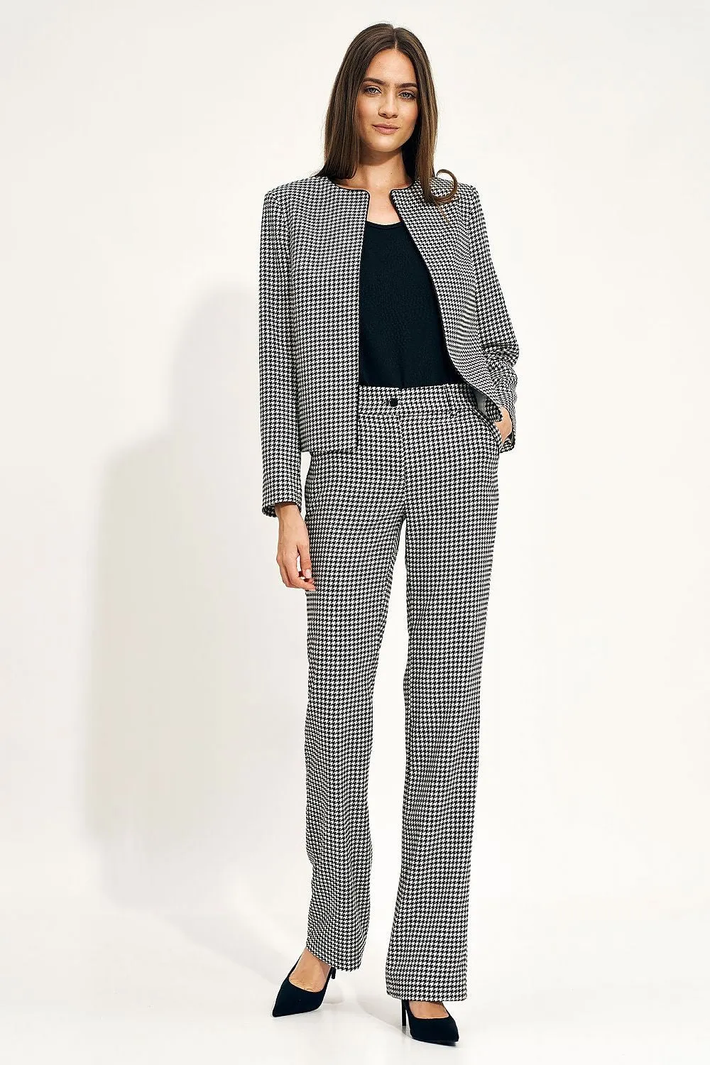 Chic Navy Blue Peplite Office Jacket