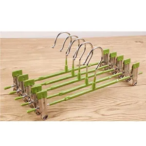 CmfwaMedsr Adjustable Non-Slip Rubber Clip Hanger,Space Saving Durable Skirt Trouser Coat Clothes Hangers-Green 20 Pack