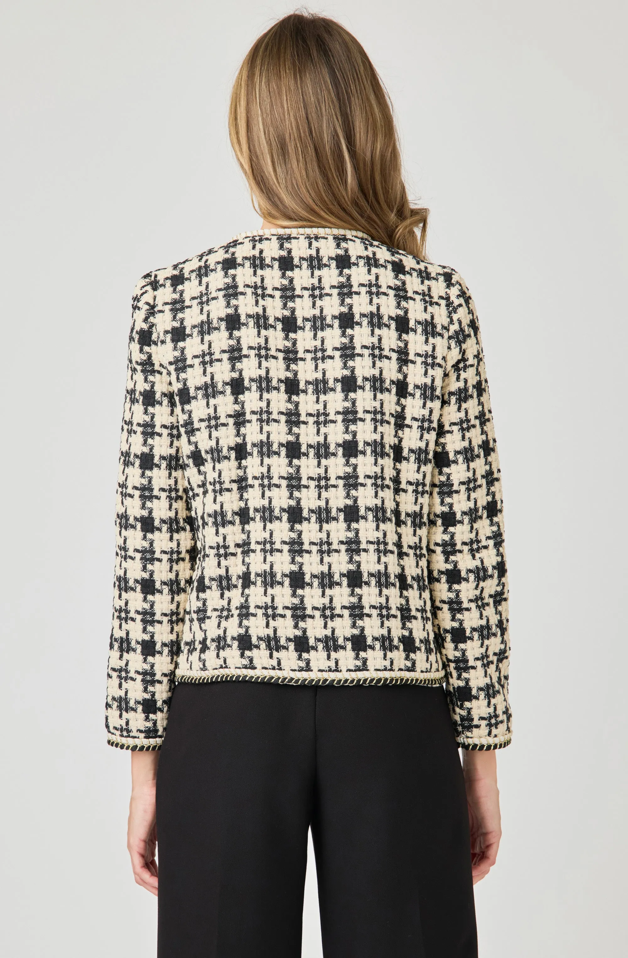 Collarless Boucle Jacket