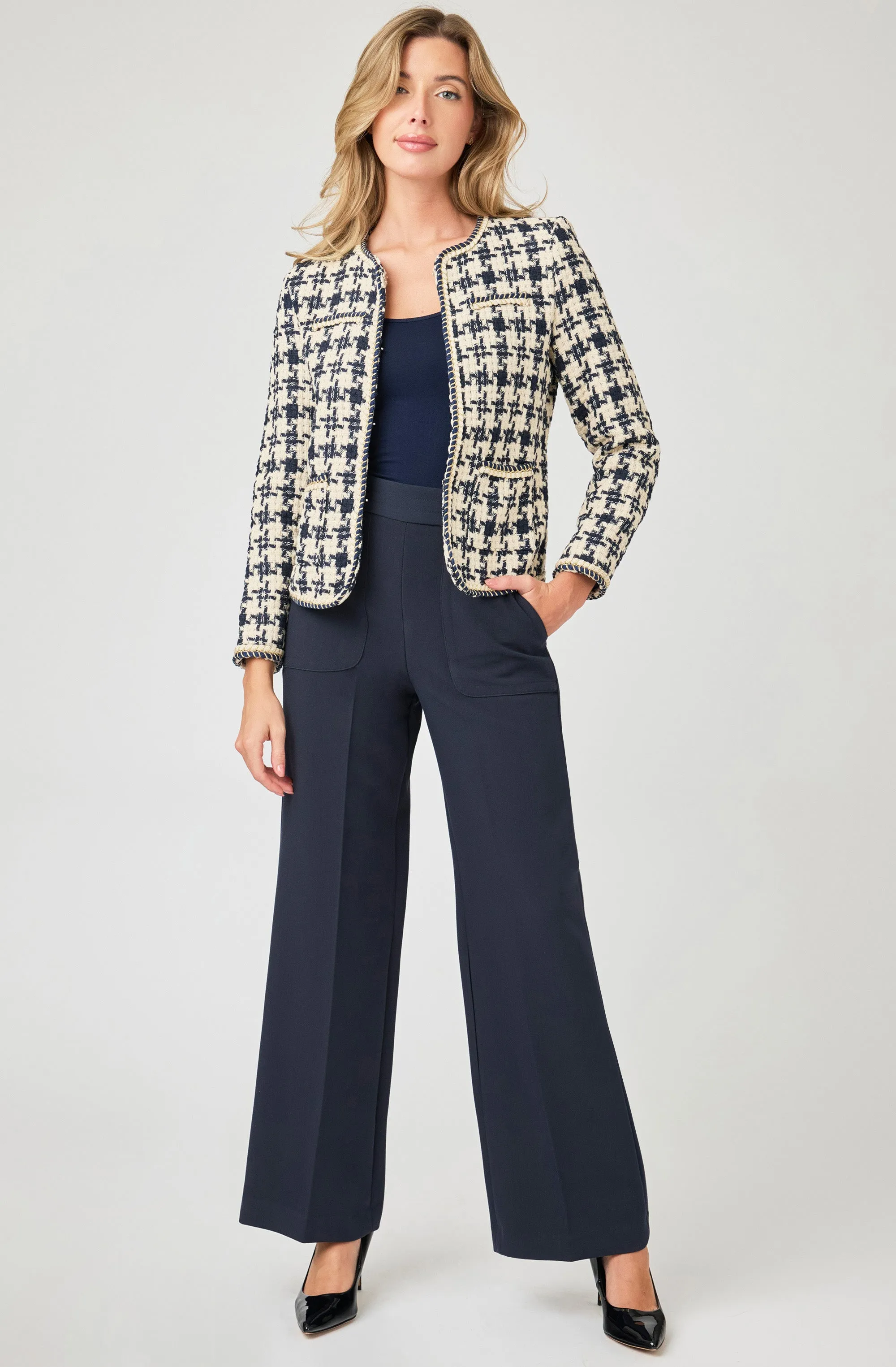 Collarless Boucle Jacket