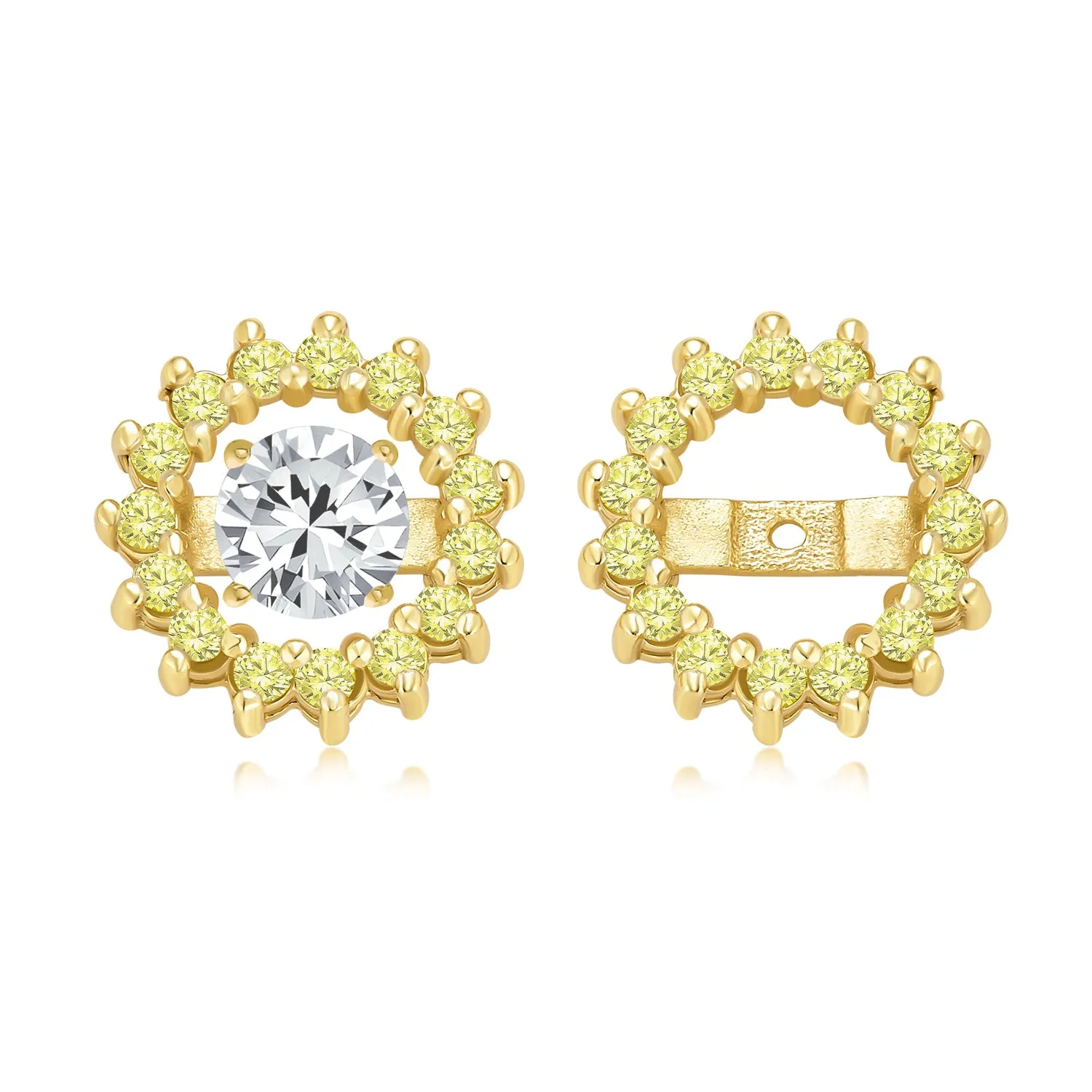 Cubic Zirconia Earring Jacket 14K Gold Plated Sterling Silver Multiple Colors