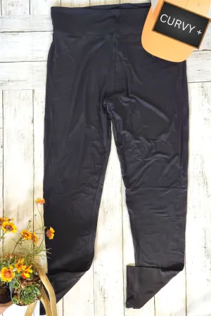 CURVY PLUS Solid Black Yoga Legging