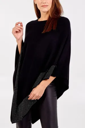 Deena Diagonal Diamante Black Cape