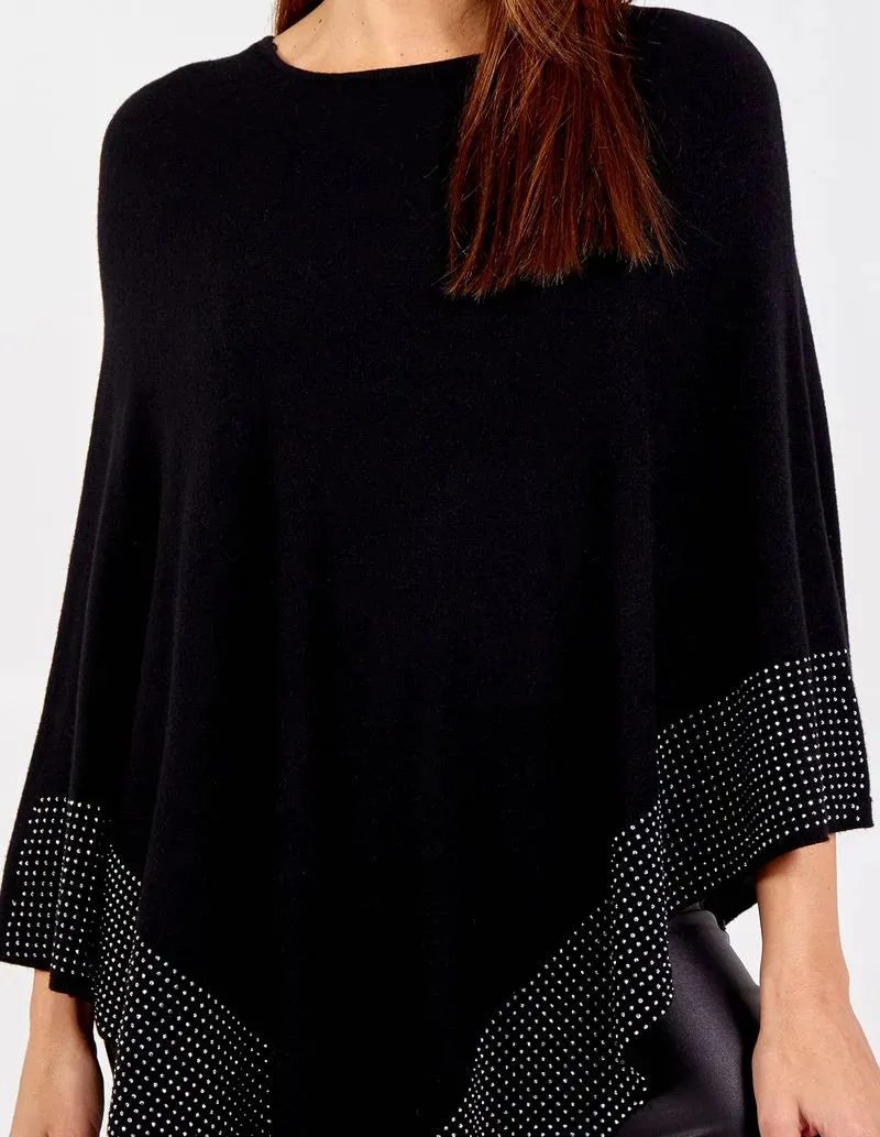 Deena Diagonal Diamante Black Cape