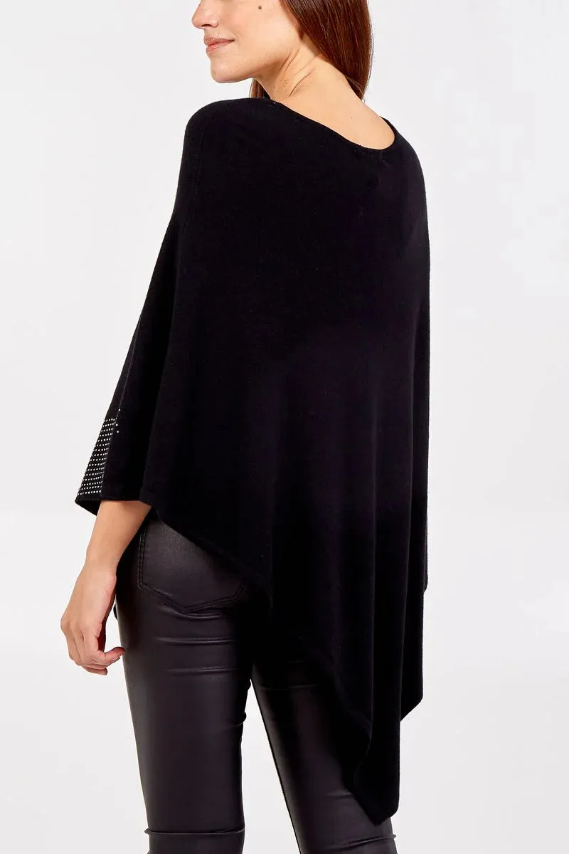 Deena Diagonal Diamante Black Cape