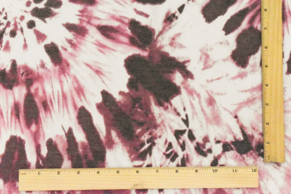 Deep Red-Multi Tie Dye Printed Stretch French Terry Knit Fabric