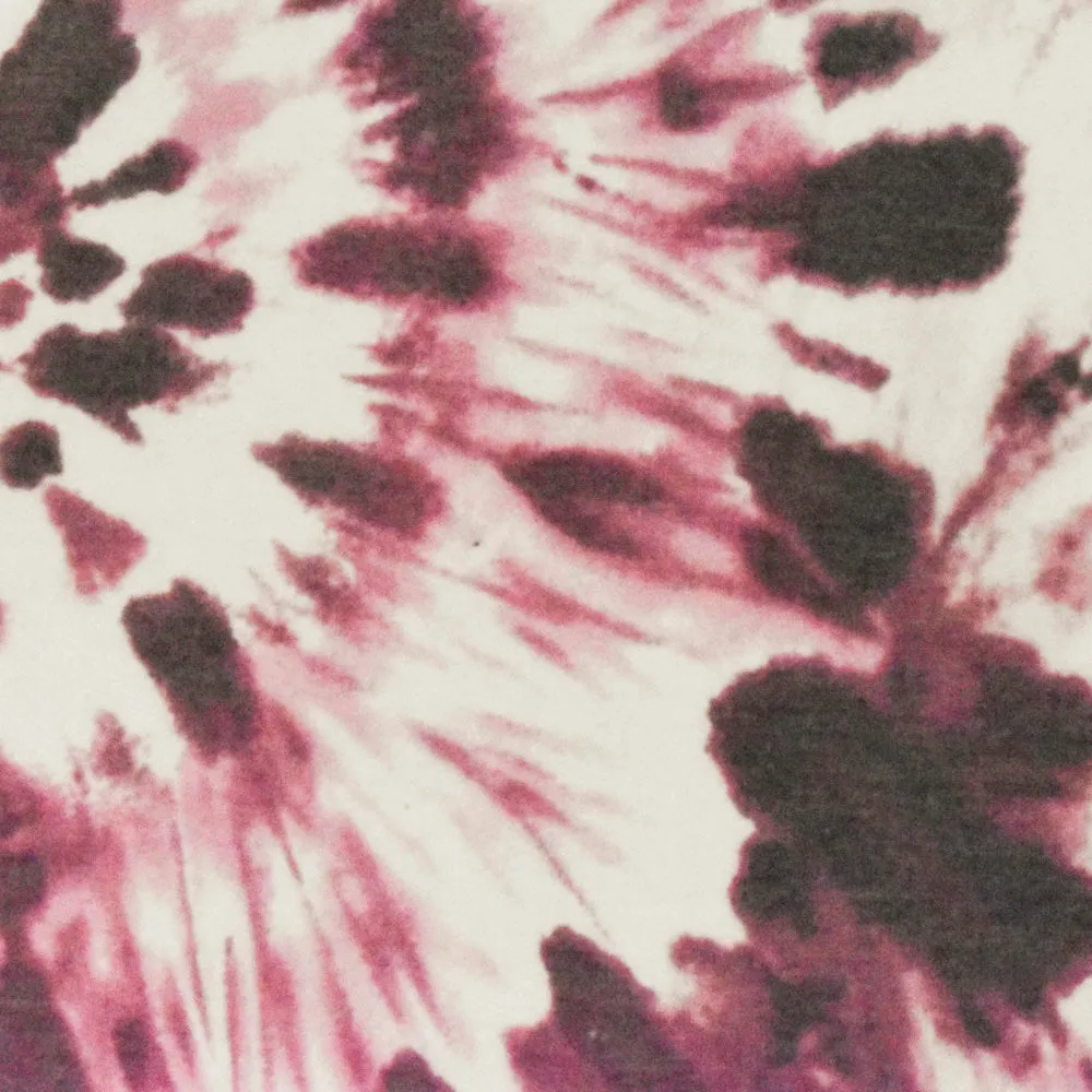 Deep Red-Multi Tie Dye Printed Stretch French Terry Knit Fabric