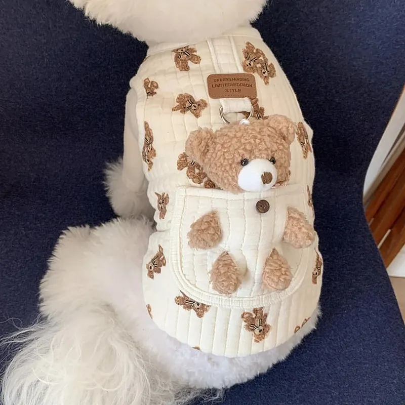 Dress Your Pup in Style with Autumn-Winter Designer Vest: Cute Cartoon Soft Shirt, Small Dog Harness for Chihuahua, Poodle, and Yorkshire Terrier - The Ultimate Pet Fashion Statement!