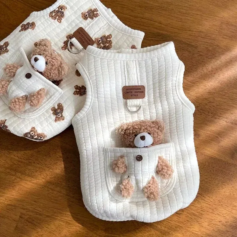 Dress Your Pup in Style with Autumn-Winter Designer Vest: Cute Cartoon Soft Shirt, Small Dog Harness for Chihuahua, Poodle, and Yorkshire Terrier - The Ultimate Pet Fashion Statement!