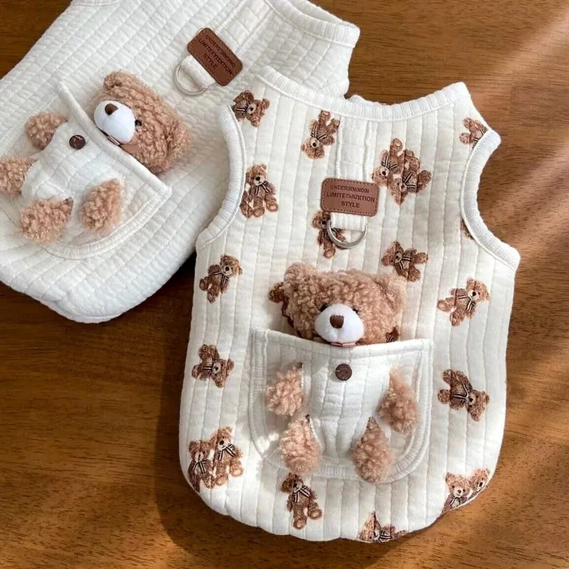 Dress Your Pup in Style with Autumn-Winter Designer Vest: Cute Cartoon Soft Shirt, Small Dog Harness for Chihuahua, Poodle, and Yorkshire Terrier - The Ultimate Pet Fashion Statement!