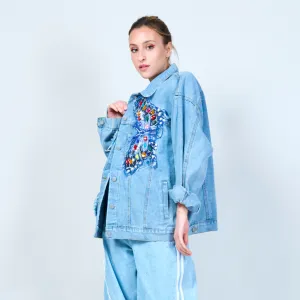 Embellished oversized denim jacket wholesale