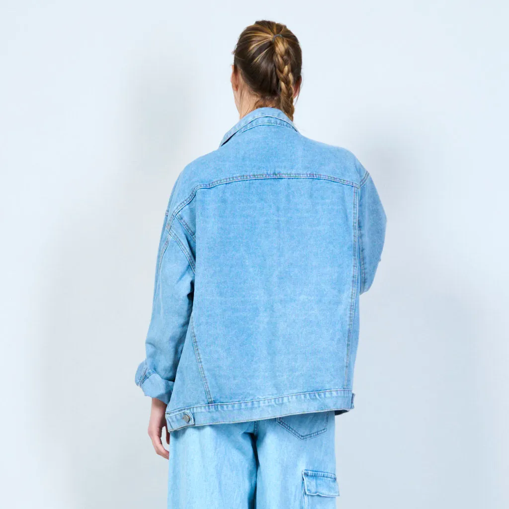 Embellished oversized denim jacket wholesale