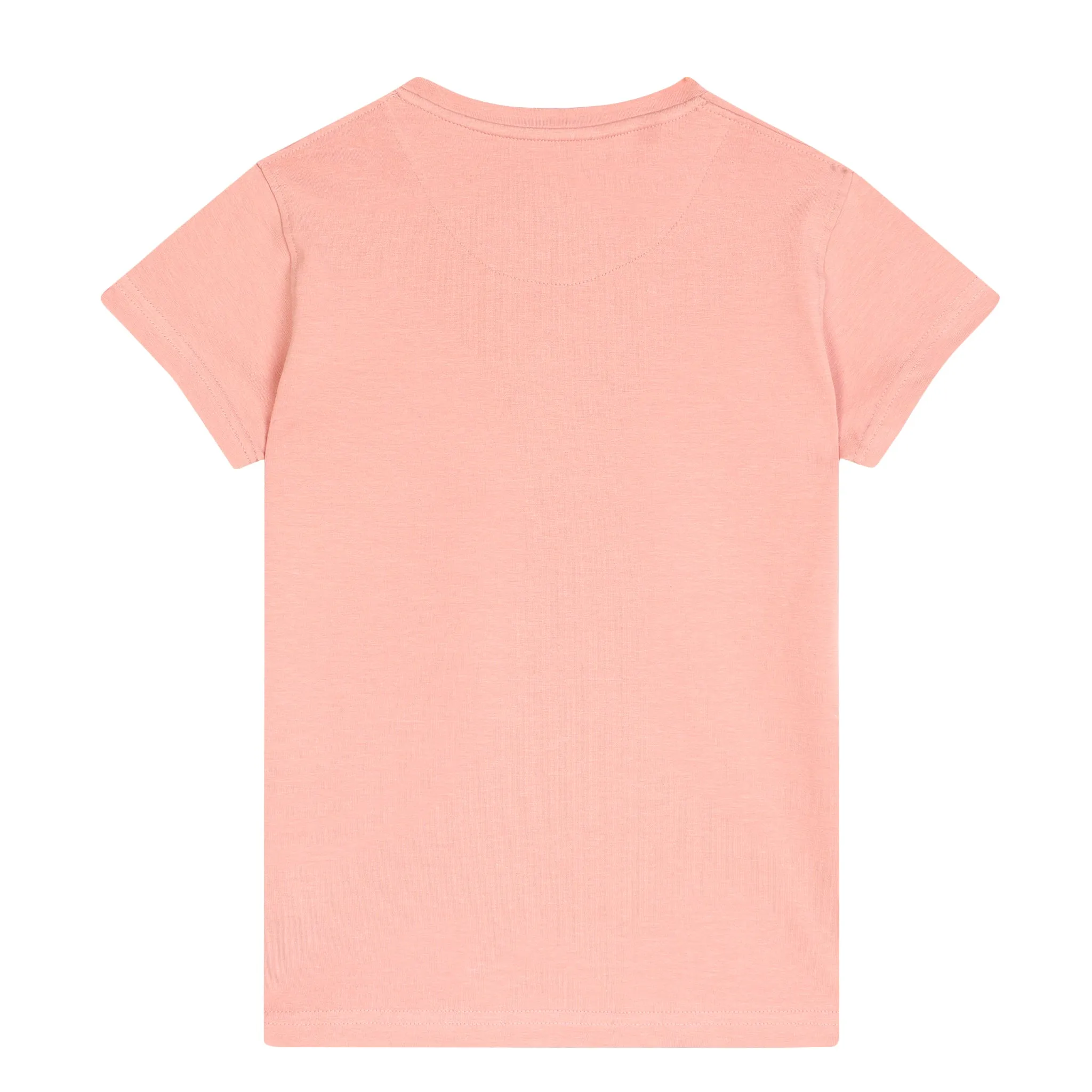 Girls Casual Peach Half Sleeves  T-Shirt