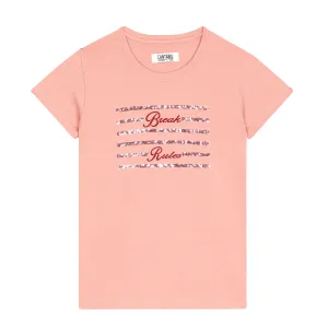 Girls Casual Peach Half Sleeves  T-Shirt