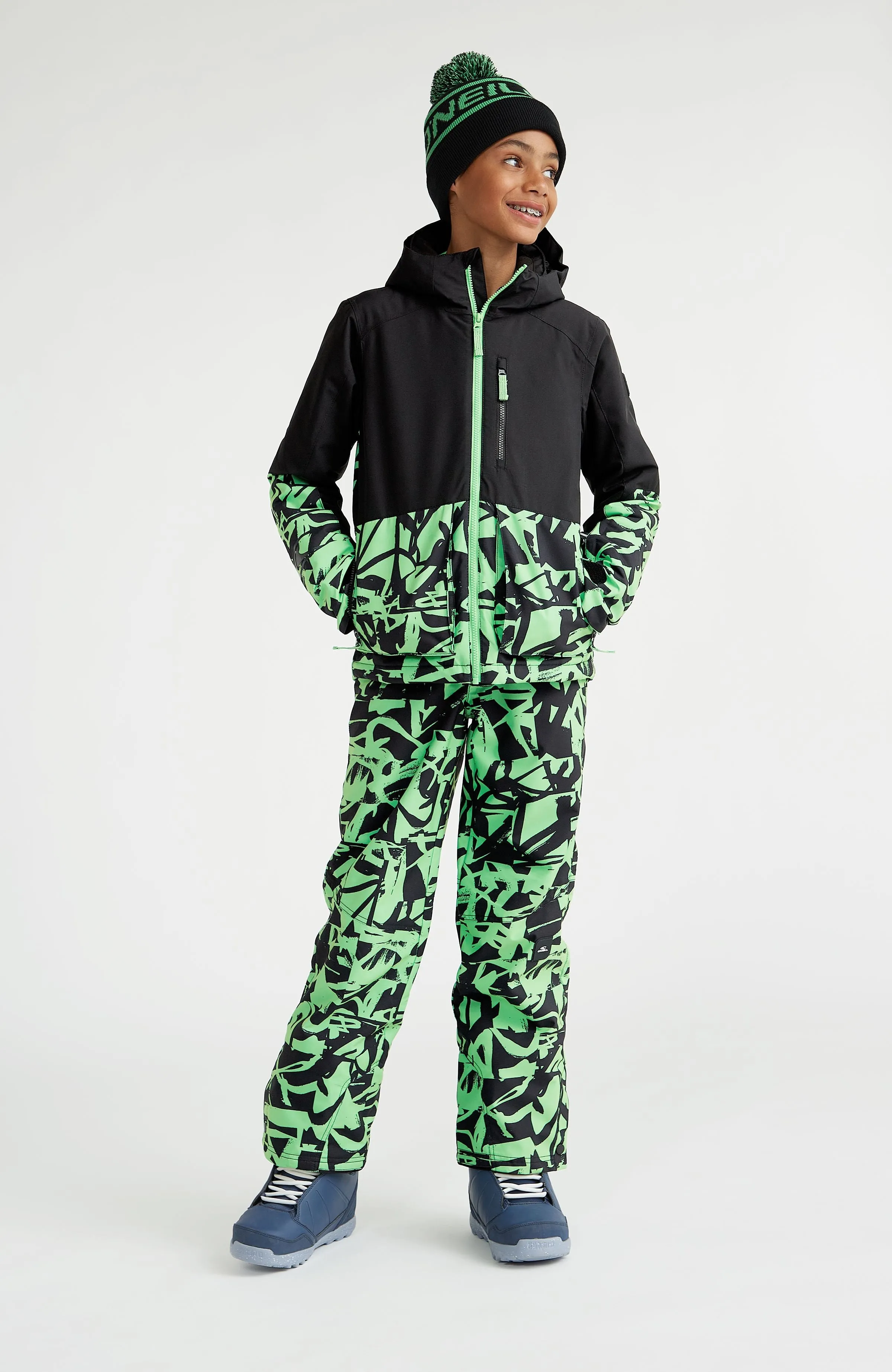 Hammer Printed Snow Pants | Green Scribble