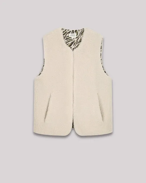 Hartford Venice Knit Sherpa Vest Natural