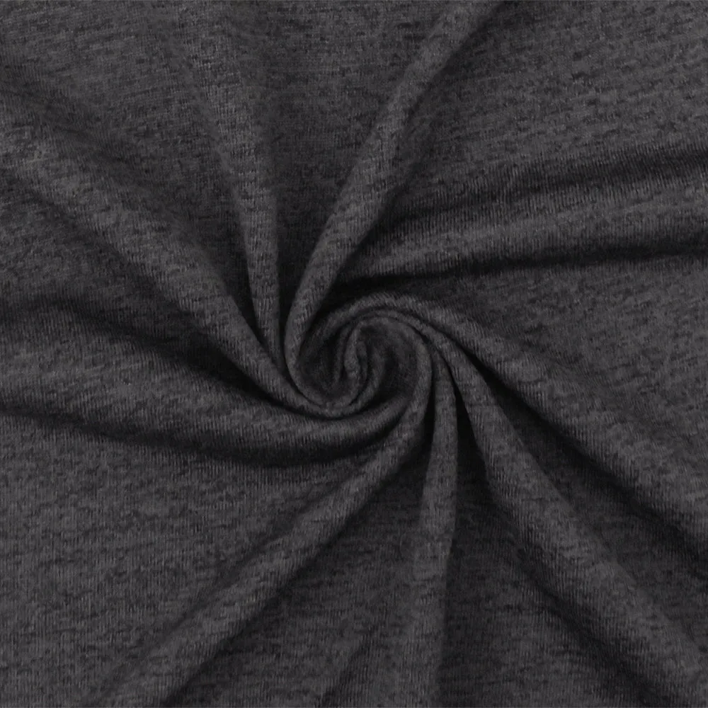 Heather Charcoal Gray-Black Stretch Poly Jersey Knit Fabric