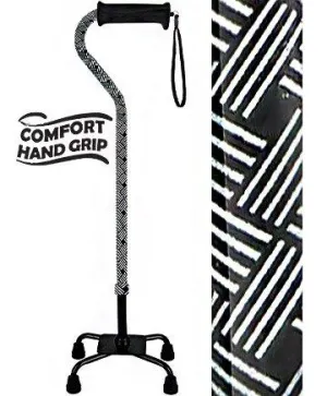 Herringbone Aluminum Convertible Quad Base Walking Cane - Adjustable Shaft