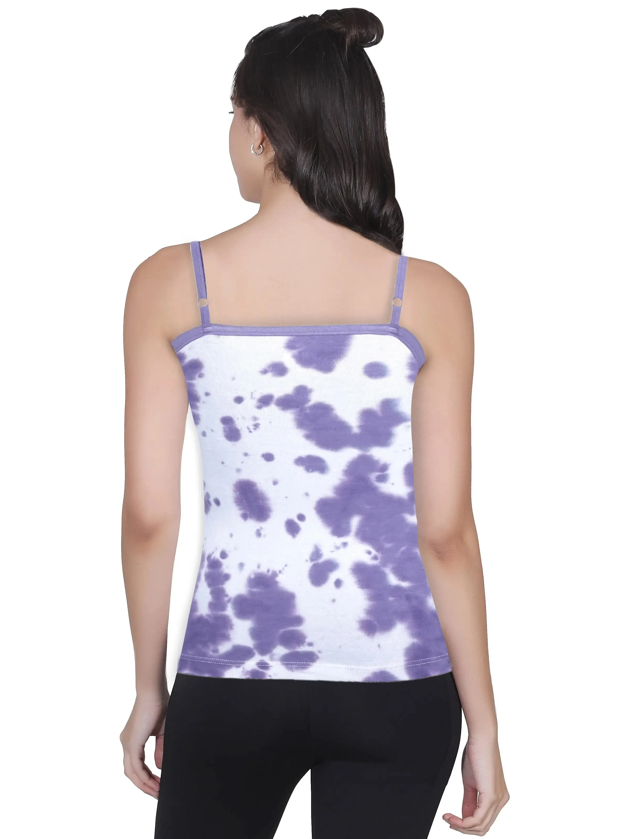 High Coverage Cotton Camisole Bra in Purple and Grey with Adjustable Straps