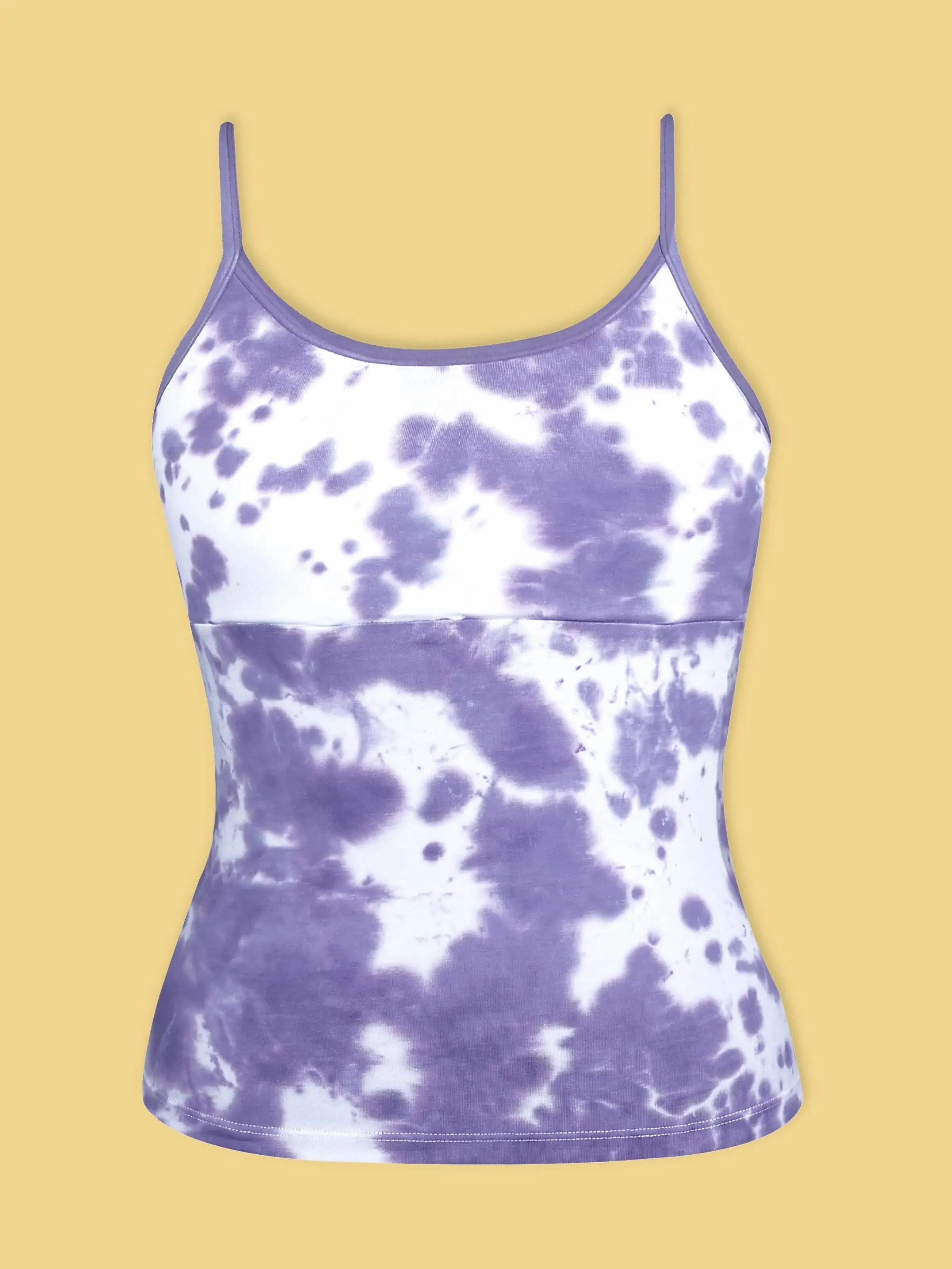 High Coverage Cotton Camisole Bra in Purple and Grey with Adjustable Straps