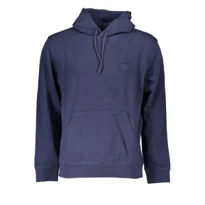 Hugo Boss Blue Cotton Men Sweater with Hood