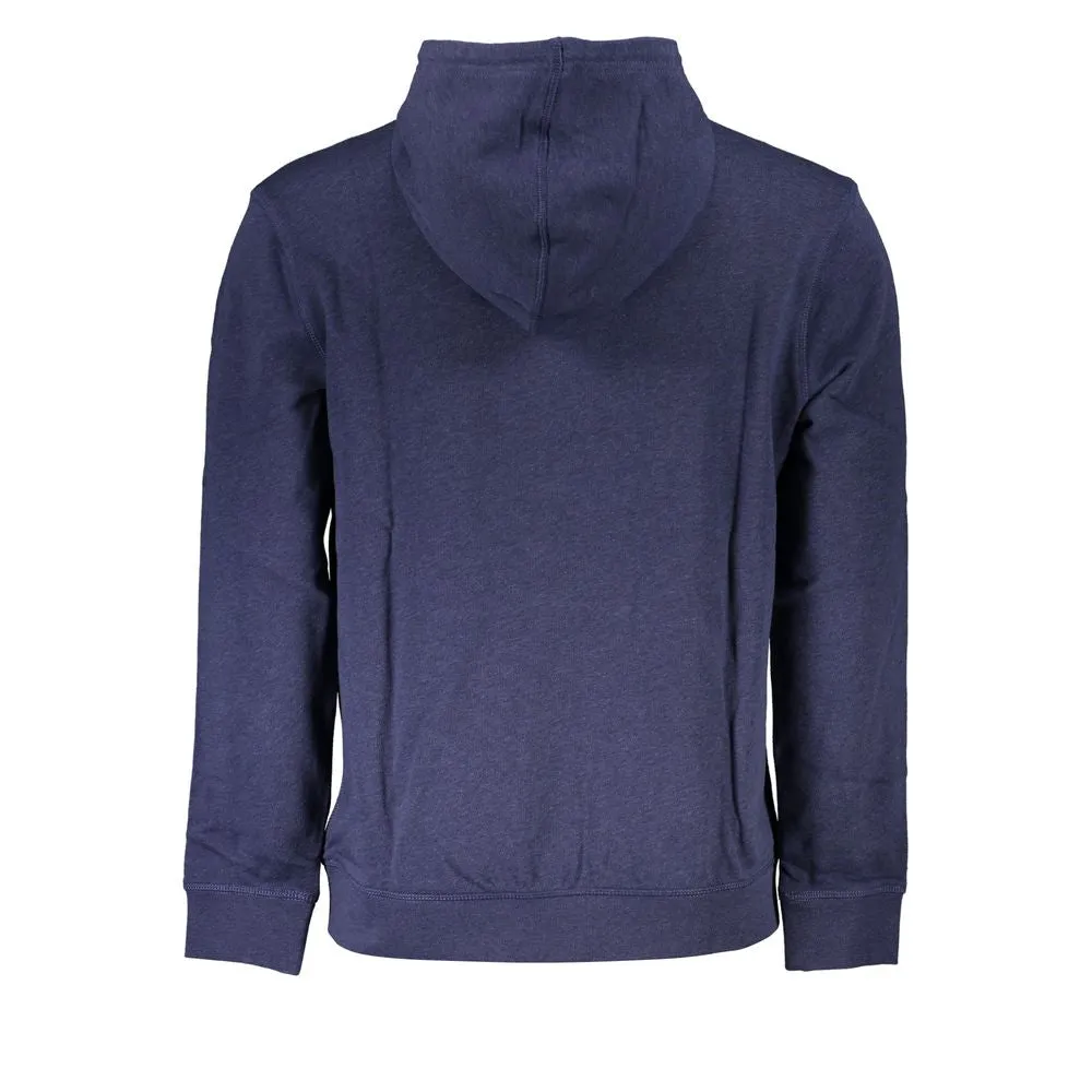 Hugo Boss Blue Cotton Men Sweater with Hood