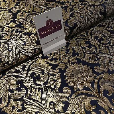 Indian Floral gold metallic banarsi brocade faux silk fabric 44" Wide M692